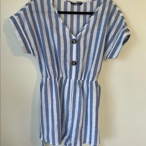 Blue & White Striped Romper, M